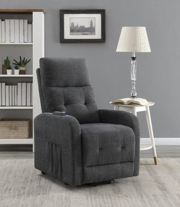 Howie Tufted Upholstered Power Lift Recliner Charcoal - Orbit Furniture (Richmond,BC)