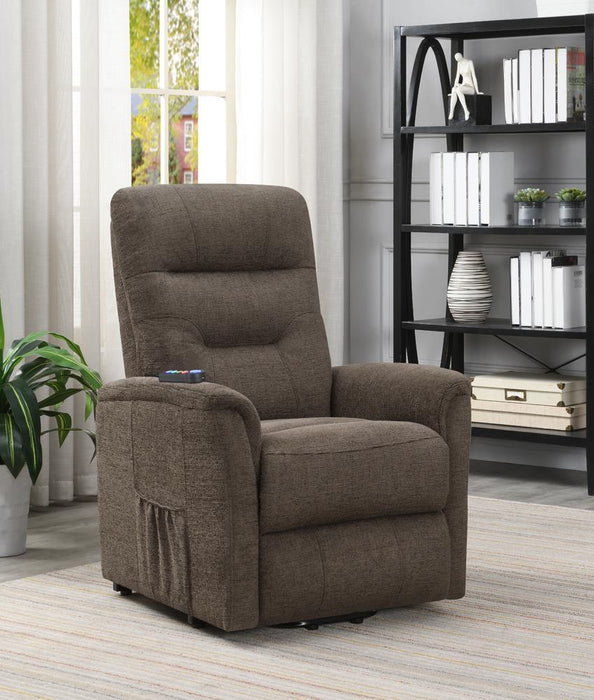 Henrietta Power Lift Recliner with Storage Pocket Brown - Orbit Furniture (Richmond,BC)