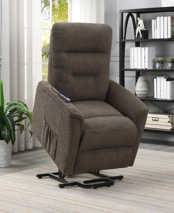 Henrietta Power Lift Recliner with Storage Pocket Brown - Orbit Furniture (Richmond,BC)