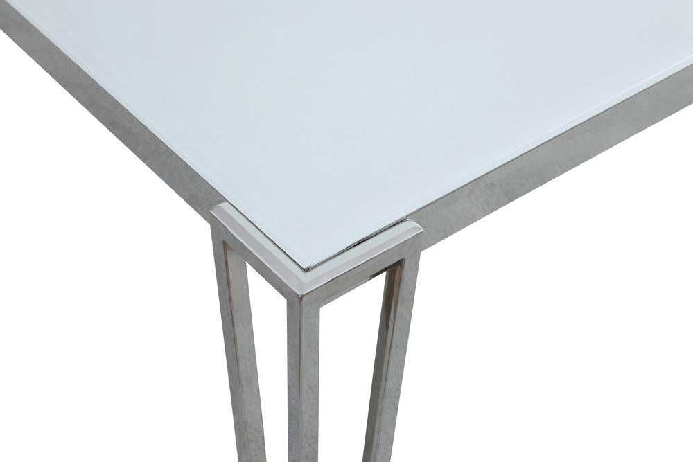 Pauline Rectangular Dining Table with Metal Leg White and Chrome - Orbit Furniture (Richmond,BC)