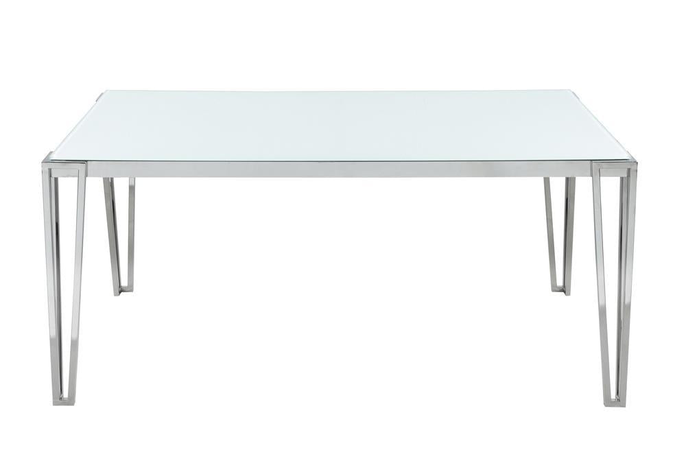 Pauline Rectangular Dining Table with Metal Leg White and Chrome - Orbit Furniture (Richmond,BC)