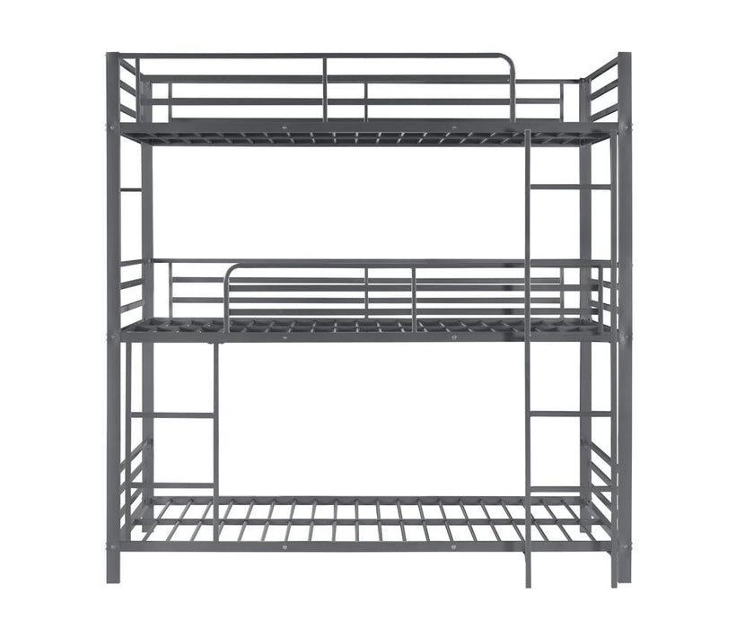 Maynard Metal Triple Twin Bunk Bed Gunmetal - Orbit Furniture (Richmond,BC)