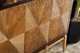Zira Sunburst 4-door Accent Cabinet Brown and Antique Gold - Orbit Furniture (Richmond,BC)
