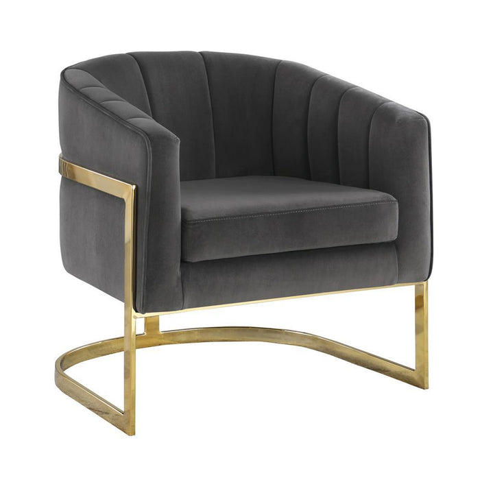 Joey Tufted Barrel Accent Chair Dark Grey and Gold - Orbit Furniture (Richmond,BC)