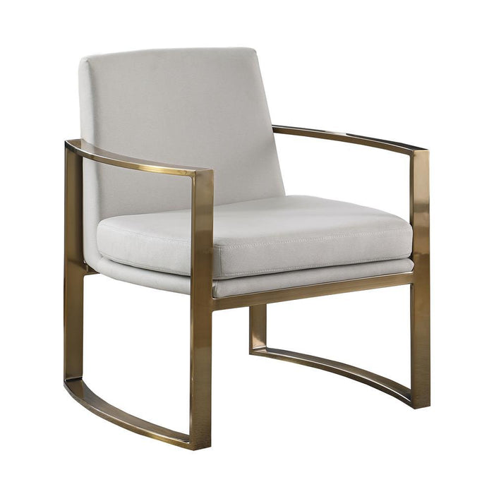 Cory Concave Metal Arm Accent Chair Cream and Bronze - Orbit Furniture (Richmond,BC)