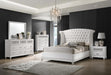 Barzini California King, Eking, & Queen Wingback Tufted Bed White - Orbit Furniture (Richmond,BC)