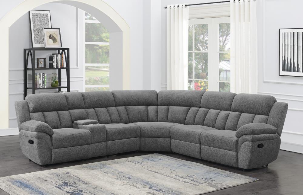 Bahrain 6-piece Upholstered Motion Sectional Charcoal - Orbit Furniture (Richmond,BC)