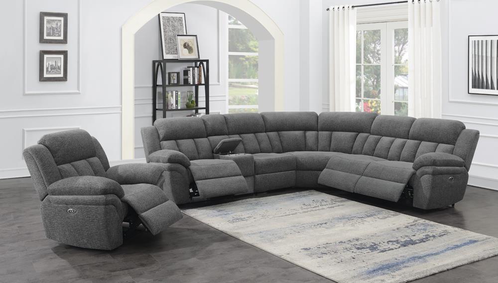 Bahrain 6-piece Upholstered Power Sectional Charcoal - Orbit Furniture (Richmond,BC)