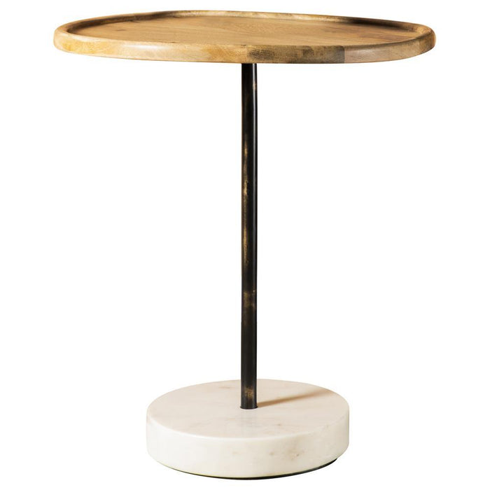 Ginevra Round Wooden Top Accent Table Natural and White - Orbit Furniture (Richmond,BC)