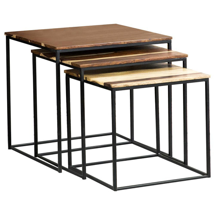 Belcourt 3-piece Square Nesting Tables Natural and Black - Orbit Furniture (Richmond,BC)