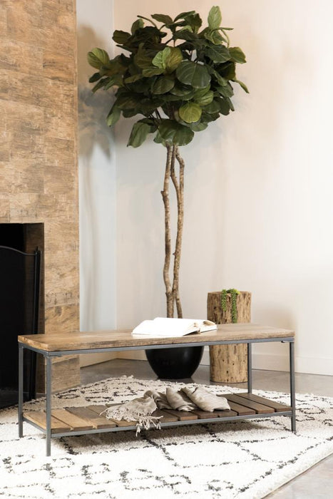 Gerbera Accent Bench with Slat Shelf Natural and Gunmetal - Orbit Furniture (Richmond,BC)