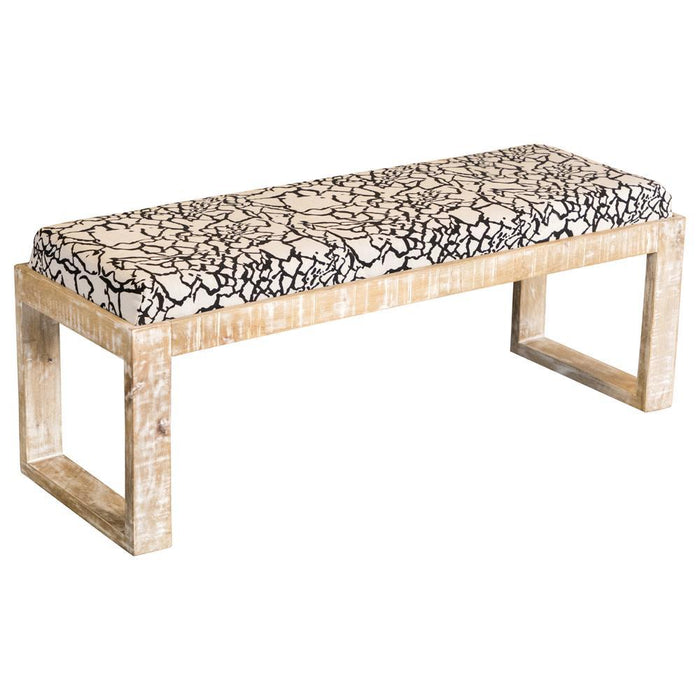 Aiden Sled Leg Upholstered Accent Bench Black and White - Orbit Furniture (Richmond,BC)
