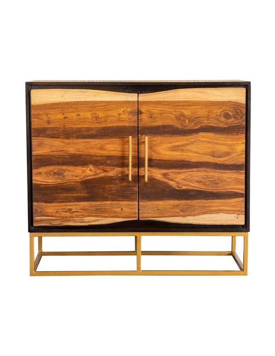 Zara 2-door Accent Cabinet Black Walnut and Gold - Orbit Furniture (Richmond,BC)