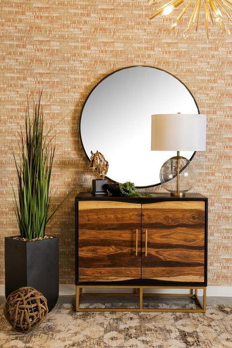 Zara 2-door Accent Cabinet Black Walnut and Gold - Orbit Furniture (Richmond,BC)