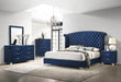 Melody California King, Eastren King, Queen Wingback Upholstered Bed Pacific Blue & Grey - Orbit Furniture (Richmond,BC)