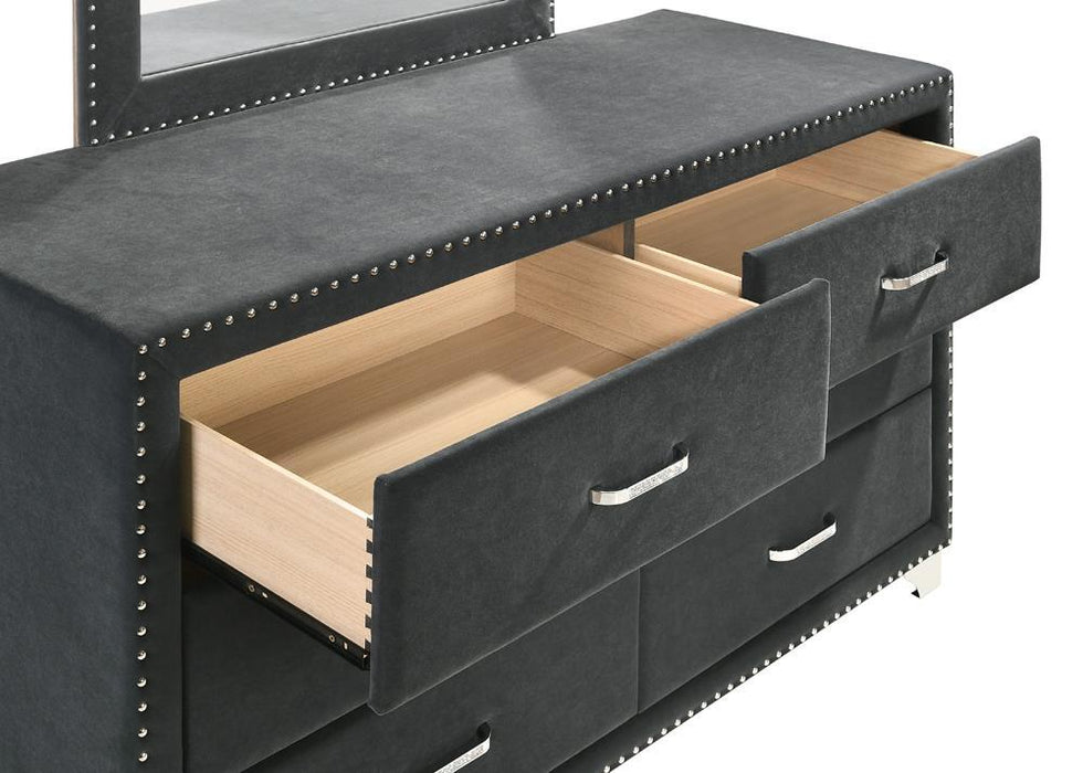 Melody 6-drawer Upholstered Dresser Grey - Orbit Furniture (Richmond,BC)