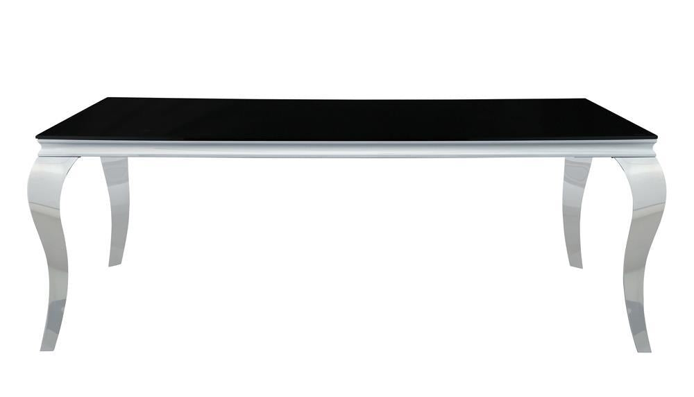 Carone Rectangular Glass Top Dining Table Black and Chrome - Orbit Furniture (Richmond,BC)