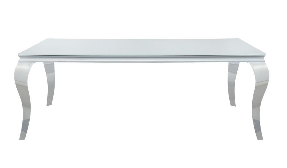 Carone Rectangular Glass Top Dining Table White and Chrome - Orbit Furniture (Richmond,BC)