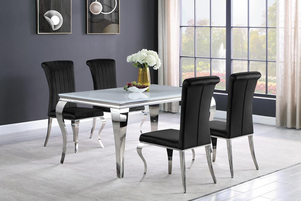 Carone Rectangular Glass Top Dining Table White and Chrome - Orbit Furniture (Richmond,BC)