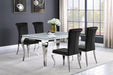 Carone Rectangular Glass Top Dining Table White and Chrome - Orbit Furniture (Richmond,BC)