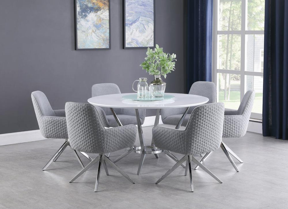 Abby Flare Arm Side Chair Light Grey and Chrome - Orbit Furniture (Richmond,BC)