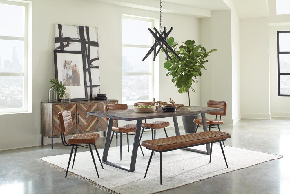 Misty Cushion Side Bench Camel and Black - Orbit Furniture (Richmond,BC)