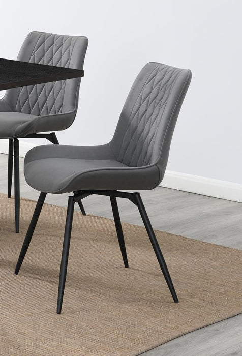 Diggs Upholstered Tufted Swivel Dining Chairs Grey and Gunmetal (Set of 2) - Orbit Furniture (Richmond,BC)