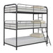Garner Triple Twin Bunk Bed with Ladder Gunmetal - Orbit Furniture (Richmond,BC)