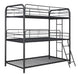 Garner Triple Twin Bunk Bed with Ladder Gunmetal - Orbit Furniture (Richmond,BC)