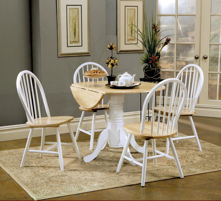 Allison Drop Leaf Round Dining Table Natural Brown and White - Orbit Furniture (Richmond,BC)