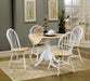 Allison Drop Leaf Round Dining Table Natural Brown and White - Orbit Furniture (Richmond,BC)