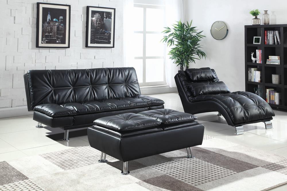 Dilleston Upholstered Chaise Black - Orbit Furniture (Richmond,BC)
