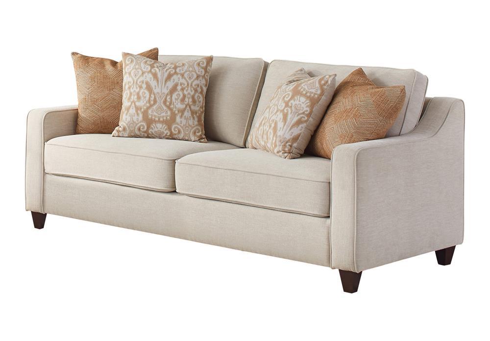 Christine Upholstered Cushion Back Sofa Beige - Orbit Furniture (Richmond,BC)