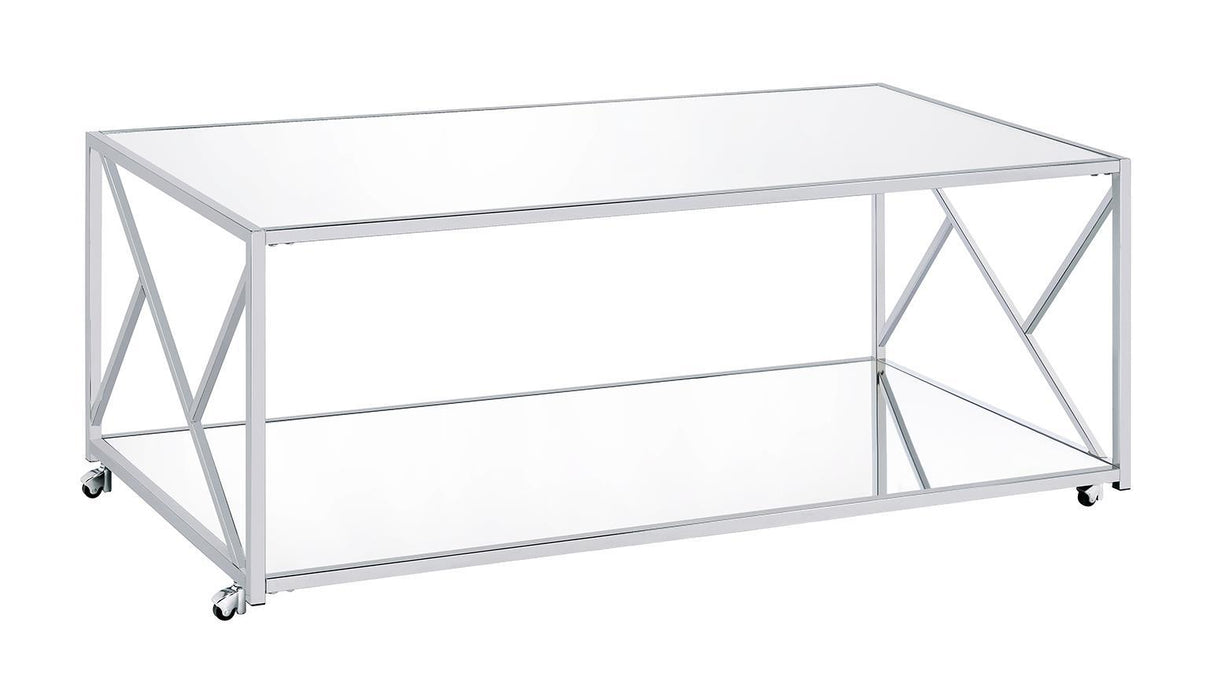 Provins 3-piece Occasional Table Set Clear Mirror and Chrome - Orbit Furniture (Richmond,BC)