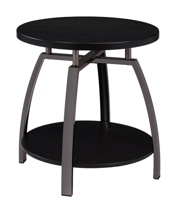 Dacre Round End Table Dark Grey and Black Nickel - Orbit Furniture (Richmond,BC)