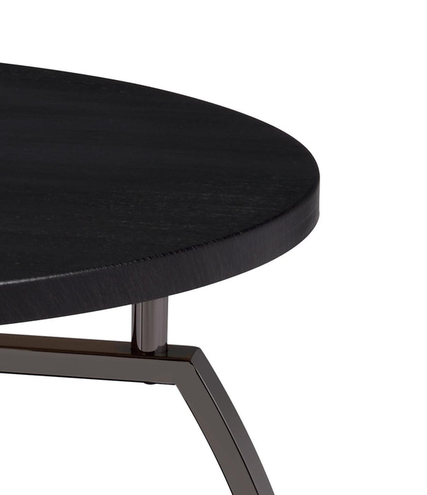 Dacre Round End Table Dark Grey and Black Nickel - Orbit Furniture (Richmond,BC)