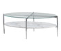 Cadee Round Glass Top Coffee Table White and Chrome - Orbit Furniture (Richmond,BC)