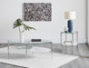 Cadee Round Glass Top Coffee Table White and Chrome - Orbit Furniture (Richmond,BC)