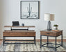 Byers Square 1-drawer End Table Brown Oak and Sandy Black - Orbit Furniture (Richmond,BC)