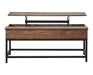 Byers Black Coffee Table with Hidden Storage Brown Oak and Sandy Black - Orbit Furniture (Richmond,BC)
