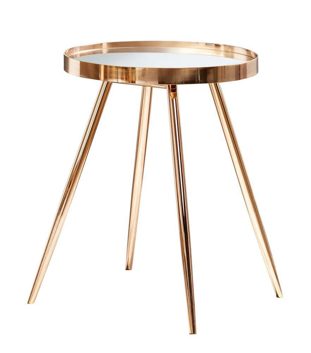 Kaelyn Round Mirror Top End Table Gold - Orbit Furniture (Richmond,BC)