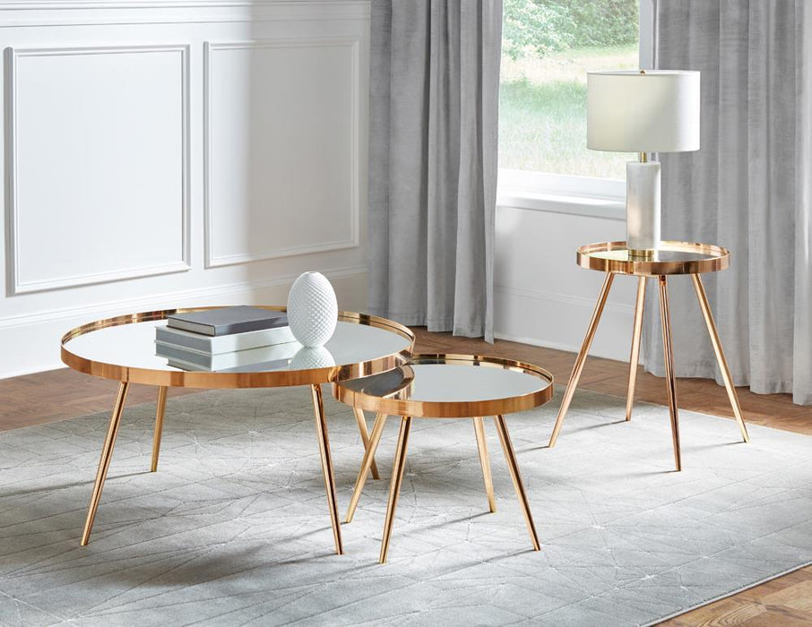Kaelyn 2-piece Mirror Top Nesting Coffee Table Mirror and Gold - Orbit Furniture (Richmond,BC)
