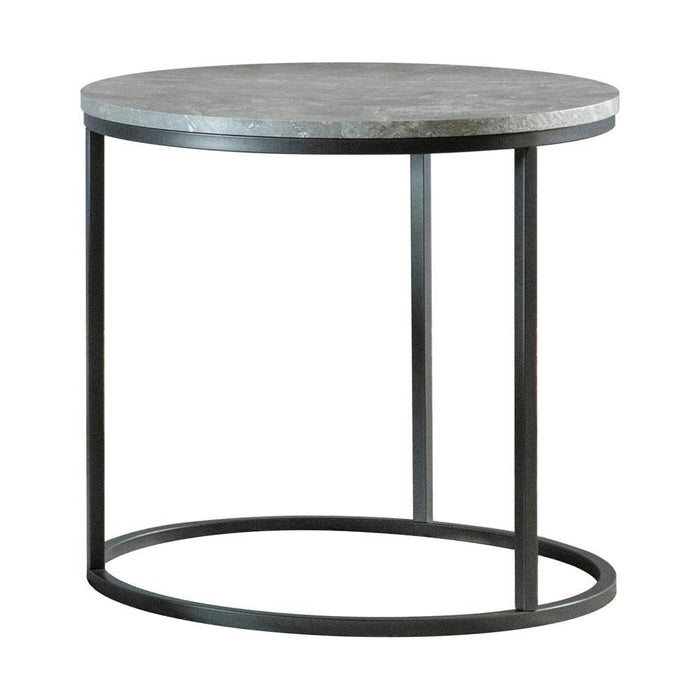 Lainey Faux Marble Round Top End Table Grey and Gunmetal - Orbit Furniture (Richmond,BC)