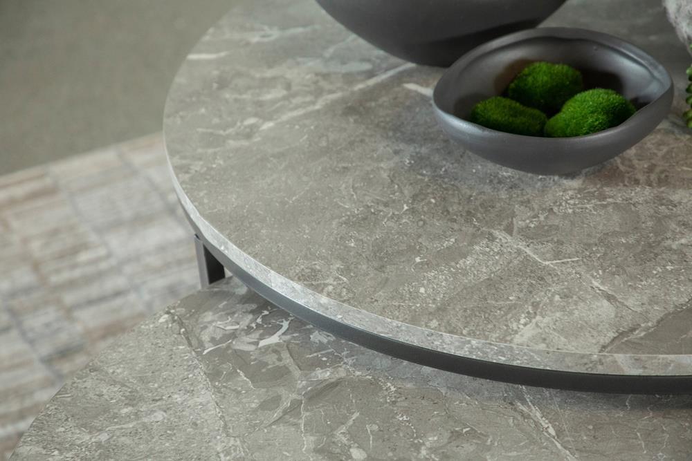 Lainey Round 2-piece Nesting Coffee Table Grey and Gunmetal - Orbit Furniture (Richmond,BC)