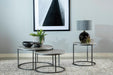 Lainey Faux Marble Round Top End Table Grey and Gunmetal - Orbit Furniture (Richmond,BC)