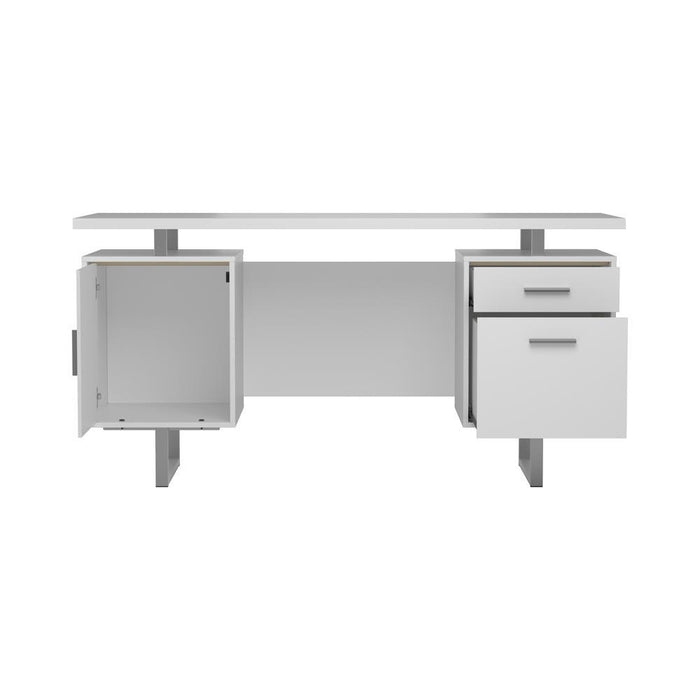 Lawtey Floating Top Office Desk White Gloss - Orbit Furniture (Richmond,BC)