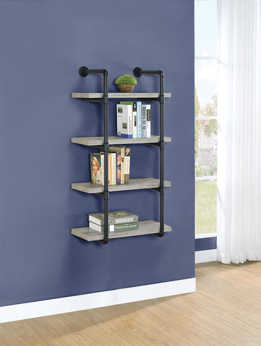 Elmcrest 24-inch Wall Shelf Black and Rustic Oak - Orbit Furniture (Richmond,BC)