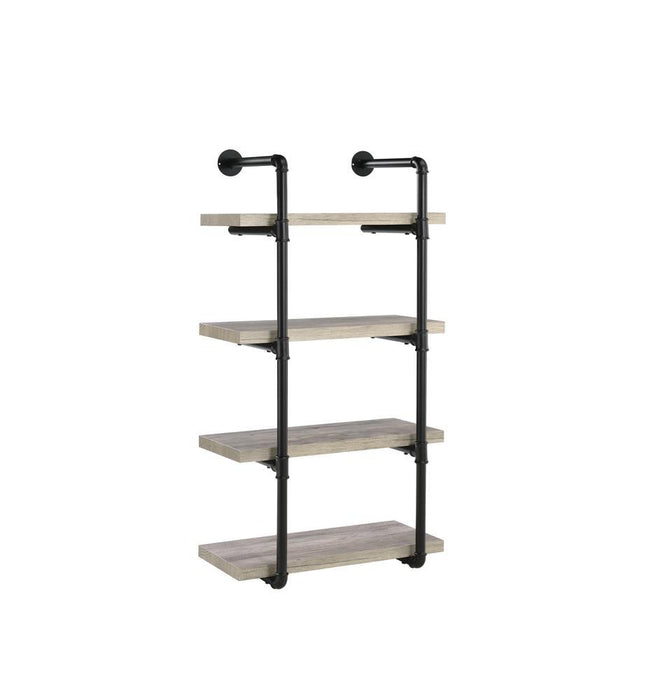Elmcrest 24-inch Wall Shelf Black and Rustic Oak - Orbit Furniture (Richmond,BC)