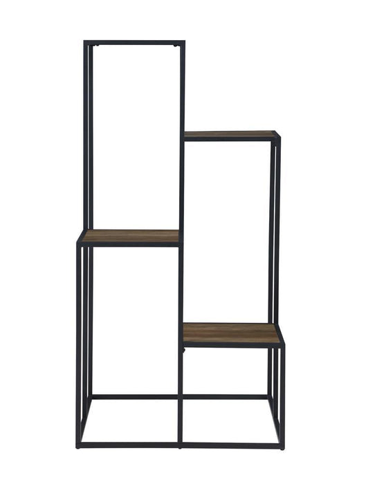 Rito 4-tier Display Shelf Rustic Brown and Black - Orbit Furniture (Richmond,BC)