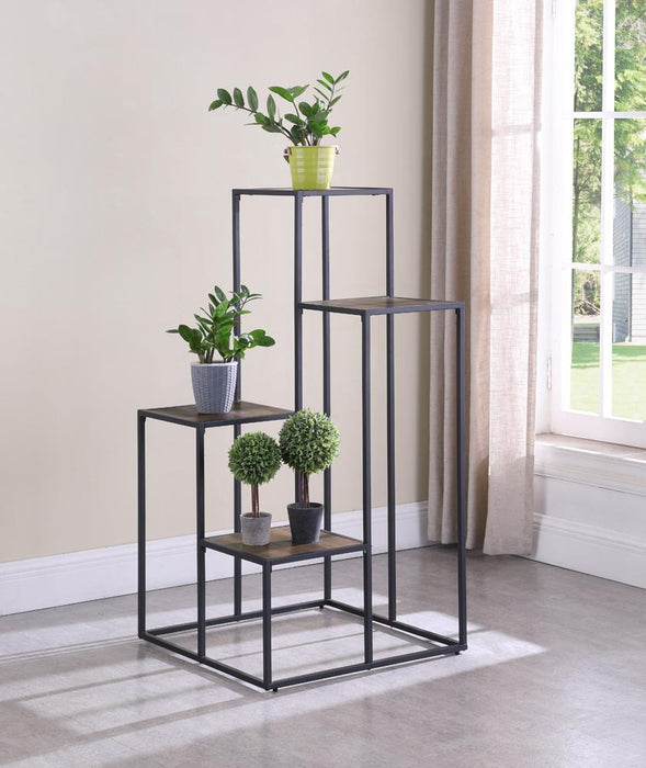 Rito 4-tier Display Shelf Rustic Brown and Black - Orbit Furniture (Richmond,BC)